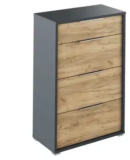KONDELA Rioma New Typ 22 zásuvková komoda grafit / dub artisan