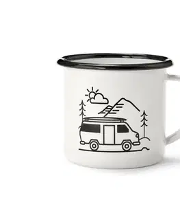 Smaltovaný hrnček na kávu „Camping“, 380 ml