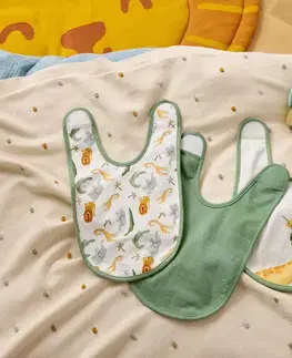 Detské bavlnené podbradníky so zvieracími motívmi, 3 ks