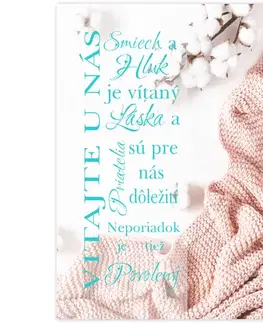 Obraz v ráme s textom - vitajte, bavlna