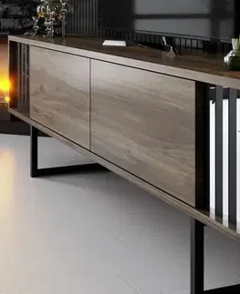 TV stolík Chrome Line - Walnut, Black