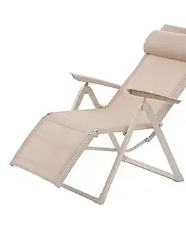 DEOKORK Hliníkové kreslo relaxačné MALTA (ivory)