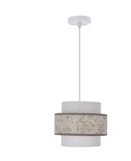Závesná lampa Calmi biela 1x40W e27 tienidlo biela+béžová