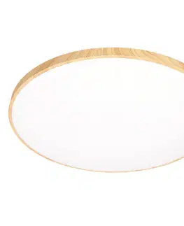 Drevená stropná lampa TENS. 48W LED 3000/4000/6000K 59cm biele tienidlo, diaľkové ovládanie