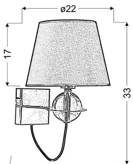 Nástenná lampa 1X40W E14 čierno-zlatá stredová TESORO