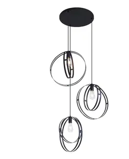 Smart hanglamp zwart rond 3-lichts incl. Wifi G95 - Indu