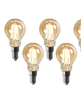 Sada 5 ks Smart E14 stmievateľná v Kelvinovej LED lampe P45 goldline 4,9W 470 lm 1800-4000K