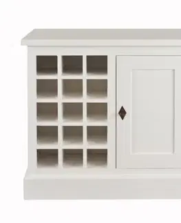 Dekoria Skrinka na víno Brighton 85 cm white, 85 x 48 x 80 cm