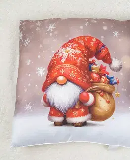 Vianočný vankúš antialergický Trpaslik červený 45x45cm TiaHome