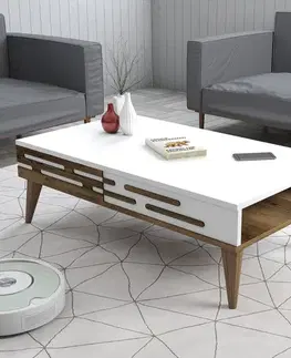Konferenčný stolík Valensiya - Walnut, White