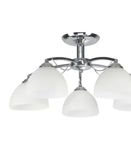 Stropná lampa Filona Chrome 5X40 E27 Biele tienidlo