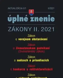 Zákony 2021 II aktualizácia II 1 - Verejné obstarávanie, konkurz, reštrukturalizácia a exekúcie