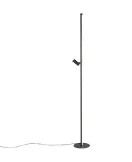 Dizajnová stojaca lampa čierna s lampou na čítanie vrátane LED s dotykovým stmievačom - Throttle