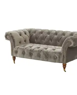 Dekoria Pohovka Chesterfield Glamour Velvet Dark Grey pre 2 osoby., 187 x 94 x 75 cm
