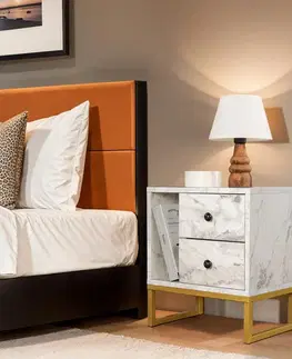 Nočný stolík Glimmer - Fressia Marble, Gold