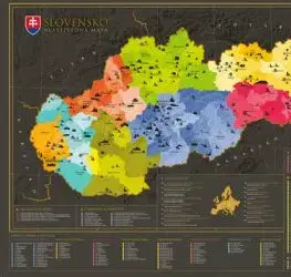 Nástenná mapa Slovenska vlastivedná (bez stieracej vrstvy), štandardný biely tubus s nálepkou