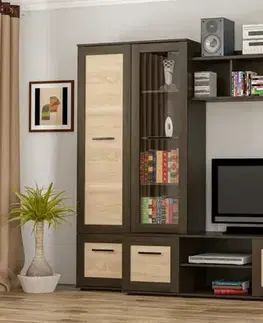 NOKA elegantná obývacia stena, wenge, dub sonoma