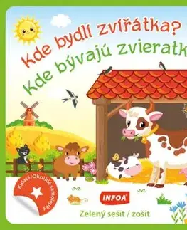 Kulaté samolepky: Kde bydlí zvířátka? / Kde bývajú zvieratká? - zelený sešit / zošit (CZ/SK vydanie)