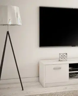 MAREK 027 TV stolík s dvierkami a policami, biela