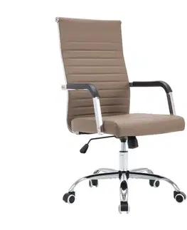 KONDELA Faran kancelárske kreslo s podrúčkami sivohnedá taupe / chróm