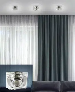 Stropné svietidlo, bezfarebné, LED, 3W, sklo, štvorcové, SS-32