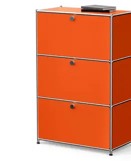 Kovová komoda »CN3« s výklopnými priečinkami, oranžová