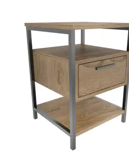 Nočný stolík Alba - Black, Oak