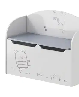 KONDELA Bear truhlica na hračky biela