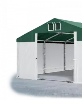 Skladový stan 5x10x2,5m strecha PVC 560g/m2 boky PVC 500g/m2 konštrukcie ZIMA PLUS Zelená Bílá Bílá
