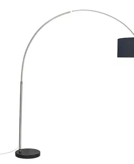 Oceľová oblúková lampa s tienidlom z látky čierna 50 cm - XXL