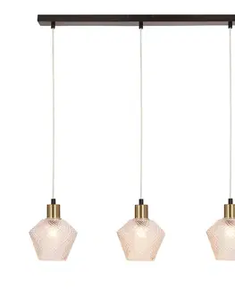 Závesná lampa Greniko čierna 3x40W E14 priehľadné tienidlo