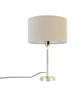 Stolná lampa zlatá nastaviteľná s tienidlom svetlohnedá 35 cm - Parte