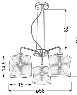 Chrómová stropná lampa, nastaviteľná, 3x40W, Nosja
