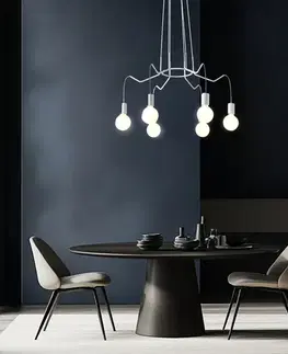 Závesná stropná lampa, matná biela, 6x40W, Basso