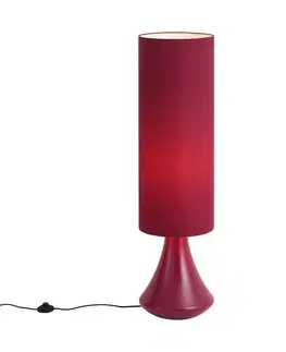 Retro stojaca lampa fialová s látkovým tienidlom - Mina