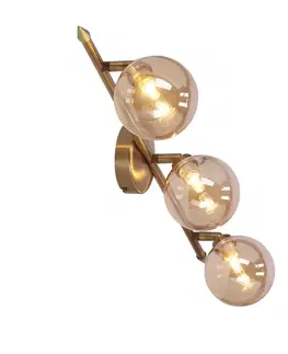 Stropná lampa Rodia s patinovaným pásikom 3x40W g9 jantárové tienidlo