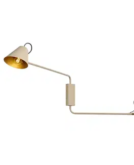 Moderná nástenná lampa taupe so zlatým interiérom nastaviteľná 2-svetelná - Lune