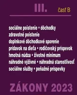 Zákony 2023 III. B – Sociálne poistenie, zdravotné poistenie a sociálne zákony