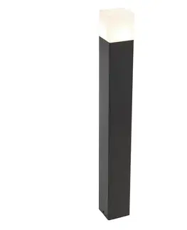 Stojaca vonkajšia lampa čierna s opálovým bielym tienidlom 70 cm - Denmark