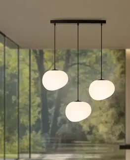 Závesná lampa STONES v japonskom štýle - predĺžená základňa s 20 cm tienidlami v tvare kameňa - minimalistická stolová lampa 3x E27