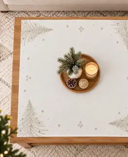Vianočný vyšívaný obrus Stromček bielo-zlatý 85x85 cm TiaHome