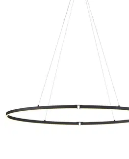 Dizajnové závesné svietidlo čierne oválne 120 cm vrátane LED 3-stupňové stmievateľné - Ovallo