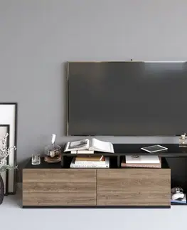 TV stolík Nexera - Black, Walnut
