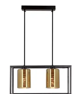 Závesná lampa LURI 2x40W E27 čierna so zlatými tienidlami, moderné stropné svietidlo do obývačky a kuchyne, loftový štýl, elegantný minimalizmus