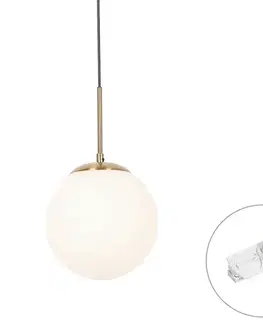 Závesná lampa Art Deco zlatá s opálovým sklom vrátane bieleho adaptéra na koľajnicu 1-fázová - Iconic Flore