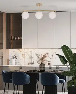 Stropná lampa AMADEO mosadz 3x40W E14 biele tienidlo