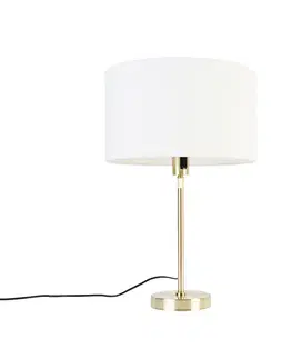 Stolná lampa zlatá nastaviteľná s tienidlom bielym 35 cm - Parte