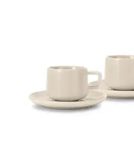 2 šálky na espresso s podšálkami, béžové