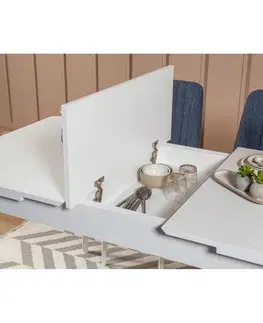 Jedálenský set s rozkladacím stolom a lavicami, ľan