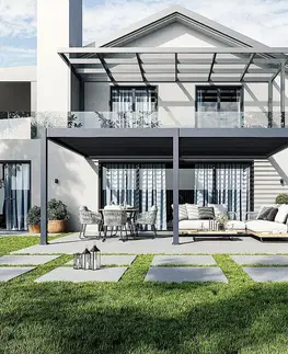 DEOKORK Záhradná hliníková pergola do steny 6x4 m (antracit)